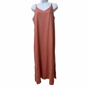 Andie Swim Barreta Linen Blend Slip Midi Dress Size M Sunset Swim Cover Up FLAW